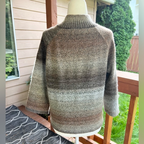Croft & Barrow Button Up Front Brown & Grey Sweater Cardigan 3/4 Sleeve Small - Picture 6 of 7